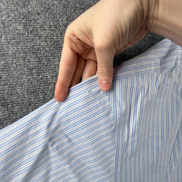 Brooks Brothers Regent Striped Cotton Non-Iron 16.5 35 Button-Down Blue Pocket - Picture 12 of 13